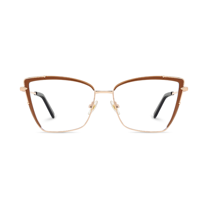 Eydology Alaina Gold/Brown Cat Eye Glasses 2