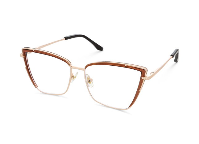 Eydology Alaina Gold/Brown Cat Eye Glasses 3