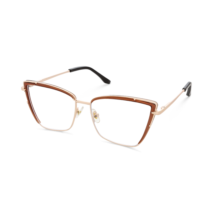 Eydology Alaina Gold/Brown Cat Eye Glasses 3