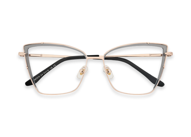 Eydology Alaina Gold/Crystal Grey Cat Eye Glasses 1