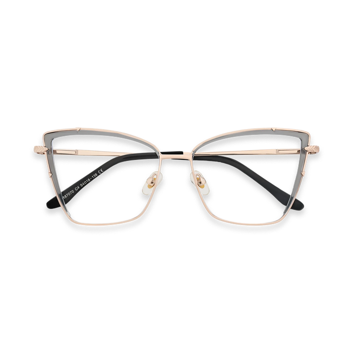 Eydology Alaina Gold/Crystal Grey Cat Eye Glasses 1