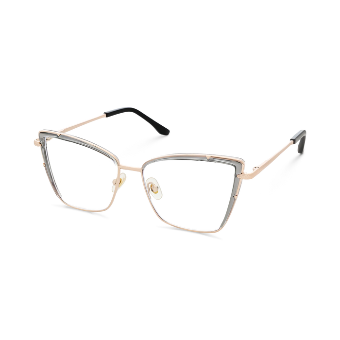Eydology Alaina Gold/Crystal Grey Cat Eye Glasses 3
