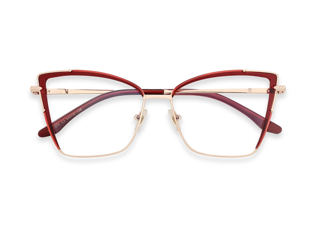 Eydology Alaina Gold/Crystal Red Cat Eye Glasses 1