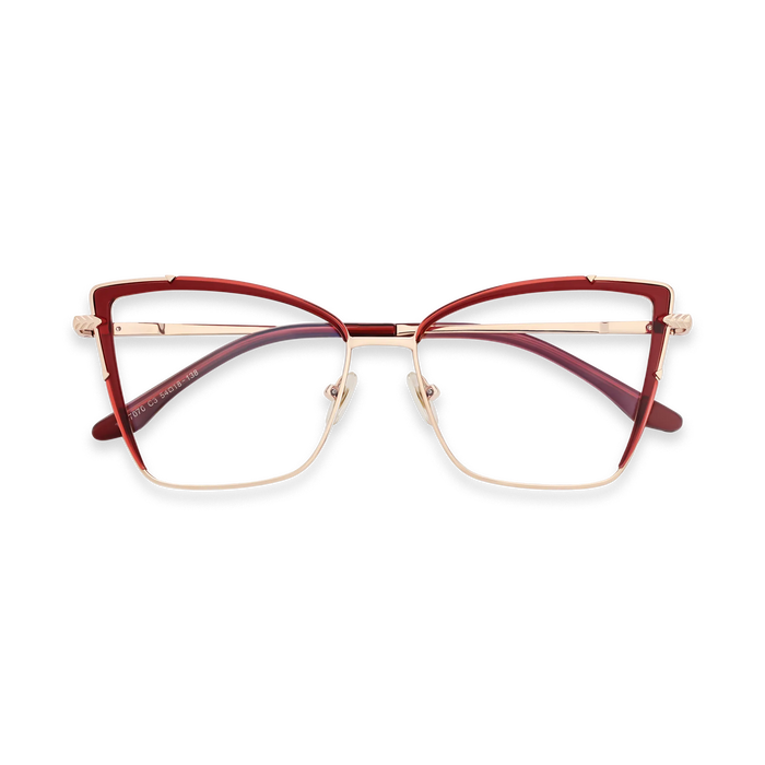 Eydology Alaina Gold/Crystal Red Cat Eye Glasses 1