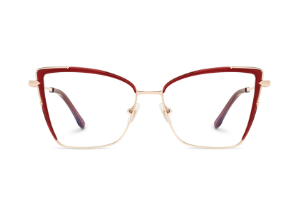 Eydology Alaina Gold/Crystal Red Cat Eye Glasses 2