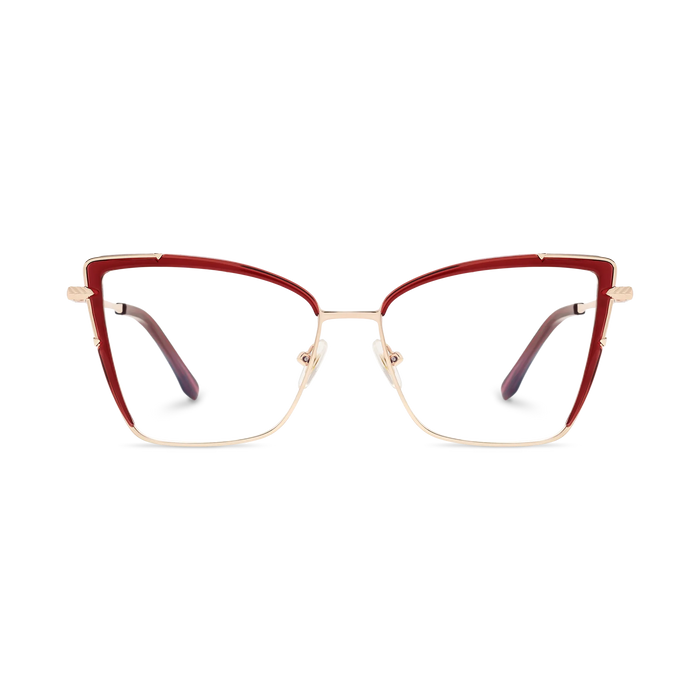 Eydology Alaina Gold/Crystal Red Cat Eye Glasses 2
