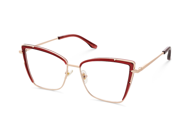 Eydology Alaina Gold/Crystal Red Cat Eye Glasses 3