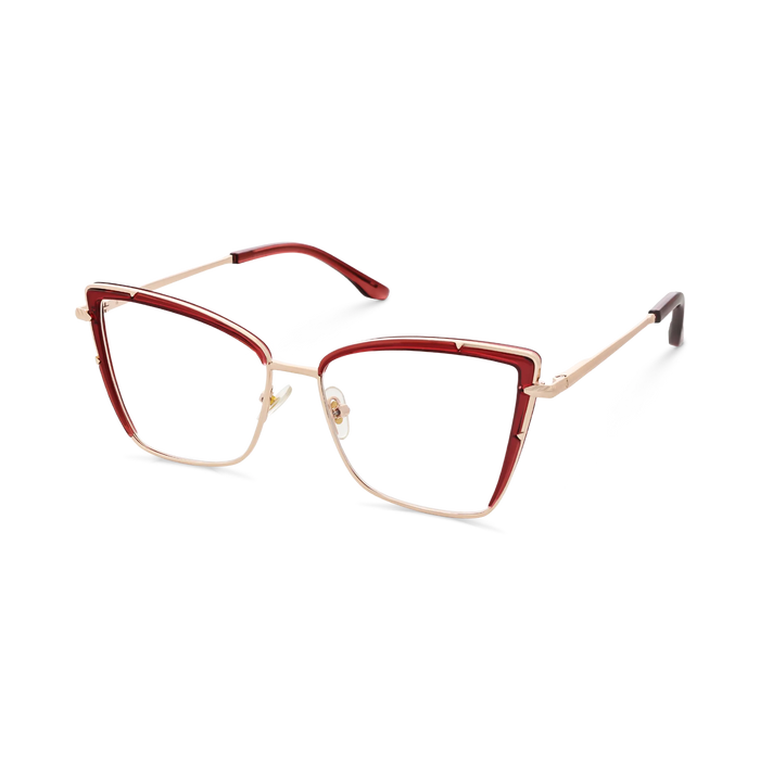 Eydology Alaina Gold/Crystal Red Cat Eye Glasses 3