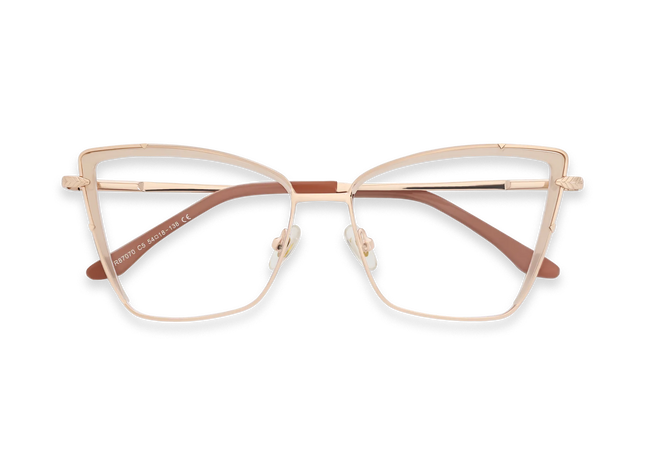 Eydology Alaina Gold/Translucent White Cat Eye Glasses 1