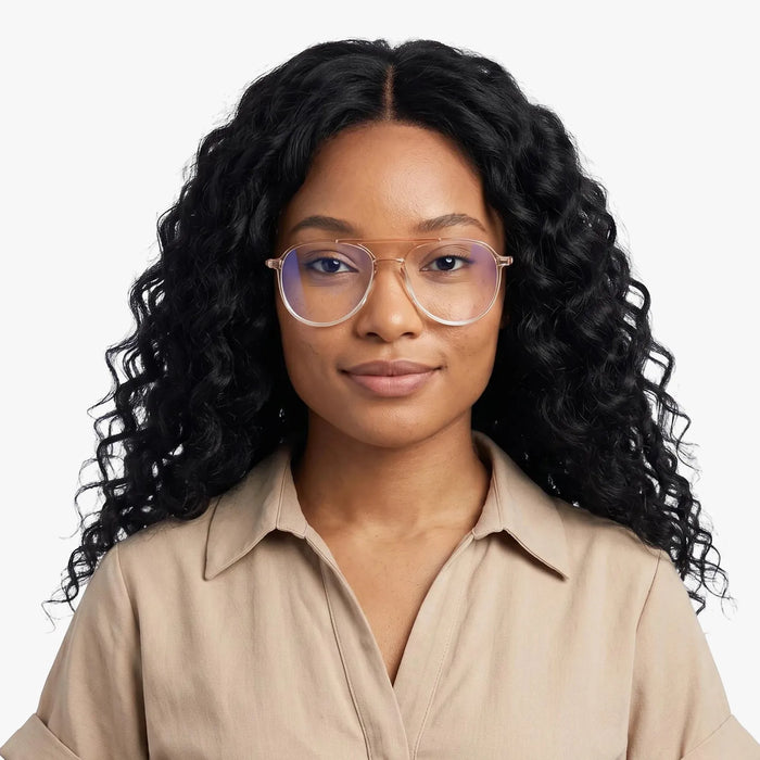 Eydology Aliana Clear Orange Pink/ Rose Gold Glasses 3