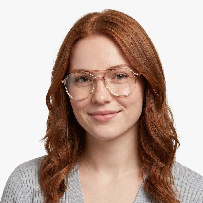 Eydology Aliana Clear Orange Pink/ Rose Gold Glasses 4