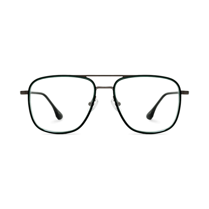 Eydology Alistair Clear Dark Green/Gun Glasses 2