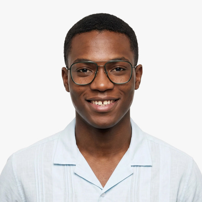 Eydology Alistair Clear Dark Green/Gun Glasses 3