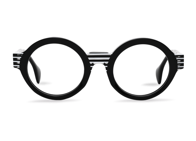 Eydology Araceli Black w White stripes Glasses 1