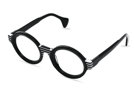 Eydology Araceli Black w White stripes Glasses 2