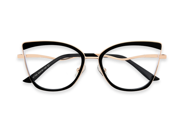 Eydology Aubree  Gold/Black Women's Cat Eye Glasses 1