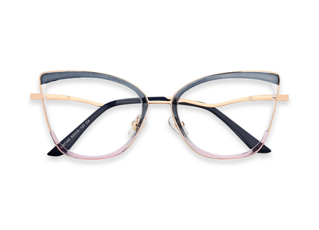Eydology Aubree Gold/Blue & Purple Women's Cat Eye Glasses 1