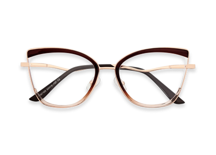 Eydology Aubree Gold/Brown Women's Cat Eye Glasses 1