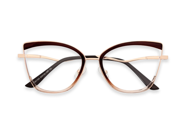 Eydology Aubree Gold/Brown Women's Cat Eye Glasses 1
