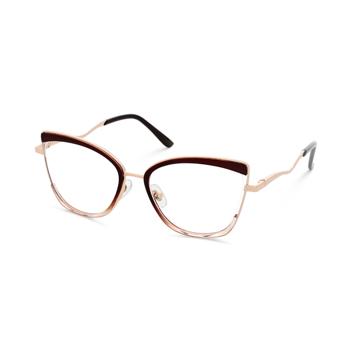 Eydology Aubree Gold/Brown Women's Cat Eye Glasses 3