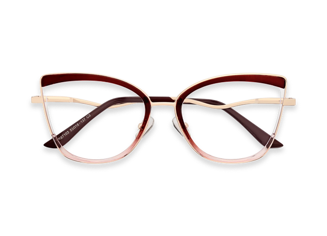 Eydology Aubree Gold/Red Women's Cat Eye Glasses 1