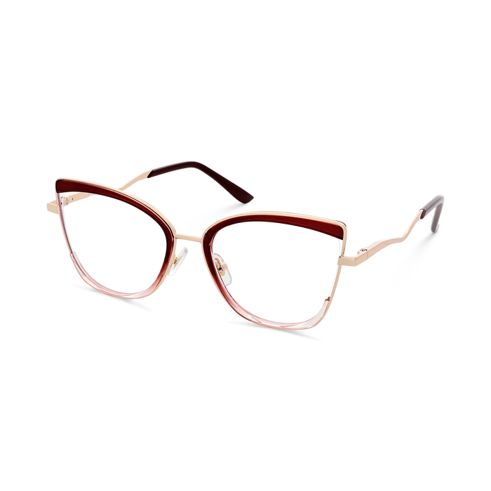 Eydology Aubree Gold/Red Women's Cat Eye Glasses 3
