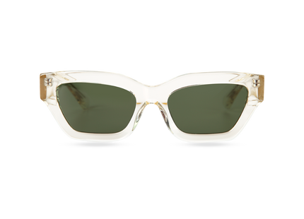 Eydology Ava Crystal Light Yellow Frame Green Lens Sunglasses 1