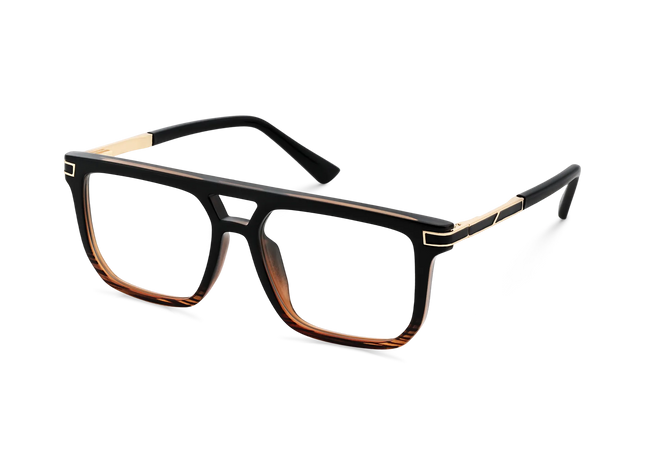 Eydology Avery Black to Brown Stripes Aviator Eyeglasses 3