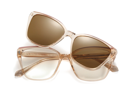 Eydology Bonnie Champagne/Polarized Brown Lens Clip on Sunglasses 1