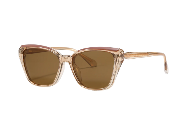 Eydology Bonnie Champagne/Polarized Brown Lens Clip on Sunglasses 2