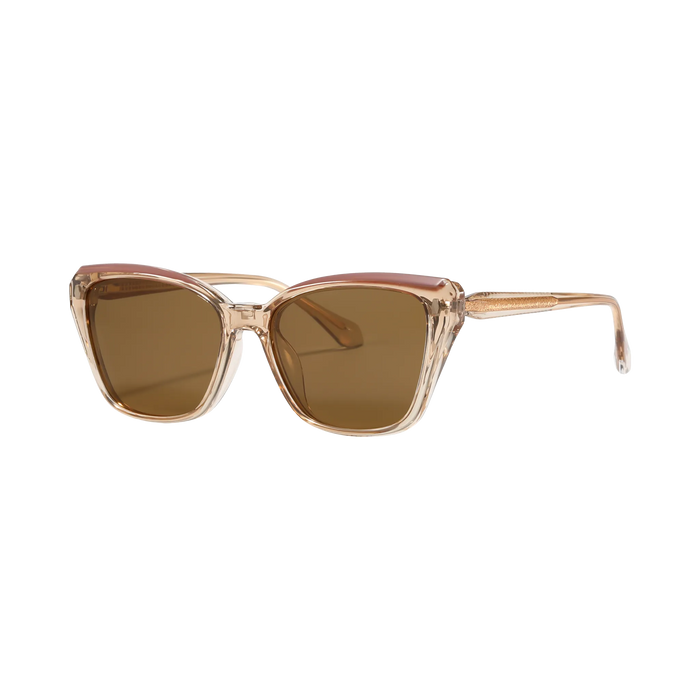 Eydology Bonnie Champagne/Polarized Brown Lens Clip on Sunglasses 2