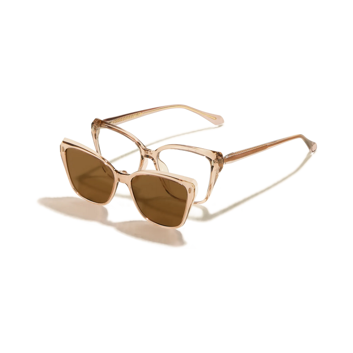 Eydology Bonnie Champagne/Polarized Brown Lens Clip on Sunglasses 3
