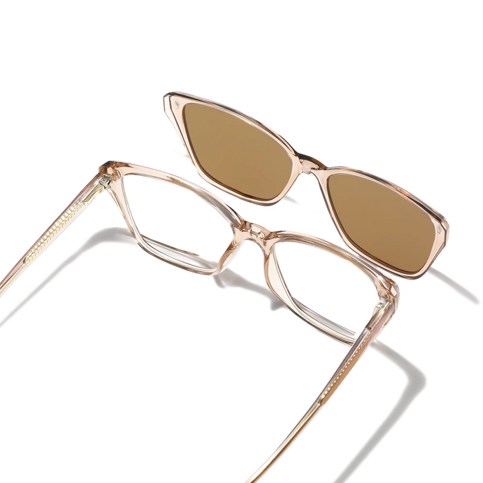 Eydology Bonnie Champagne/Polarized Brown Lens Clip on Sunglasses 4