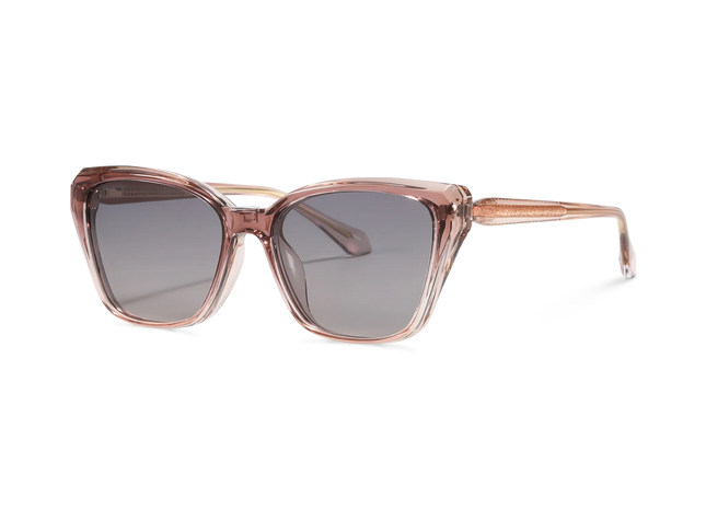 Eydology Bonnie Crystal Rose Quartz/Polarized Brown Lens Clip on Sunglasses 2