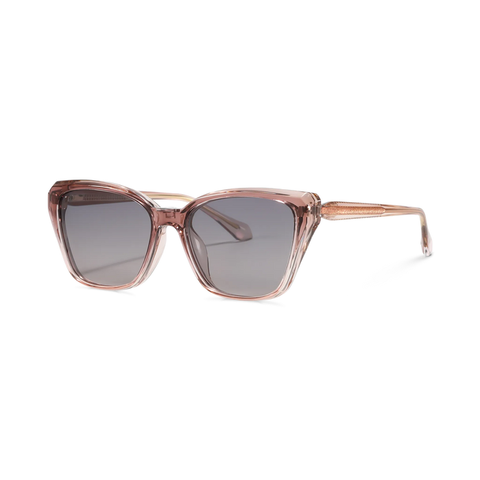 Eydology Bonnie Crystal Rose Quartz/Polarized Brown Lens Clip on Sunglasses 2