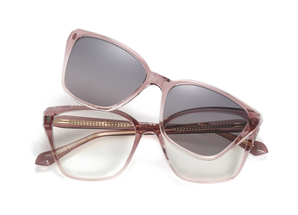 Eydology Bonnie Gradient Rose Mauve/Polarized Gradient Smoke Gray Lens Clip on Sunglasses 1