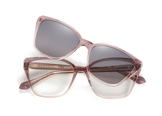 Eydology Bonnie Gradient Rose Mauve/Polarized Gradient Smoke Gray Lens Clip on Sunglasses 1