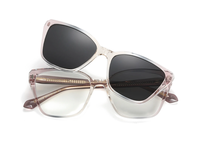 Eydology Bonnie Gradient Rose Tea/Polarized Grey Lens Clip on Sunglasses 1
