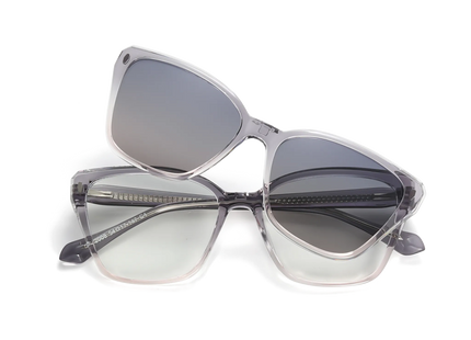 Eydology Bonnie Grey to Pink Gradient / Polarized Grey to Pink Lens Clip on Sunglasses 1