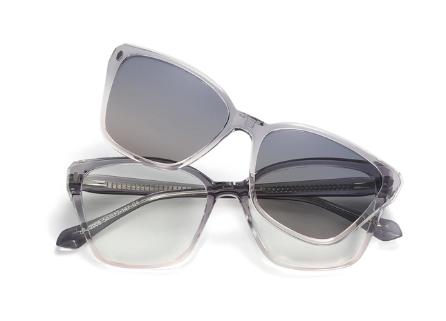 Eydology Bonnie Grey to Pink Gradient / Polarized Grey to Pink Lens Clip on Sunglasses 1