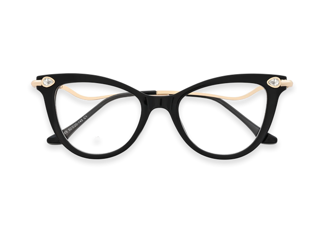 Eydology Brenda Black Women's Cat Eye Glasses with rhinestone 1