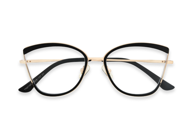 Eydology Brynlee Gold\Black Women's Cat Eye Glasses 1