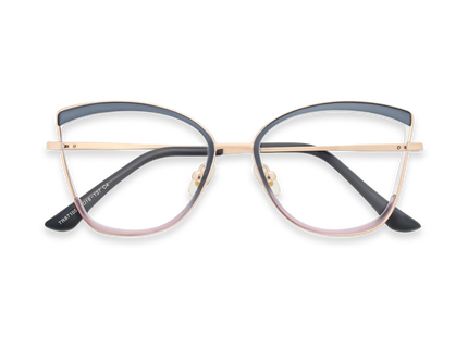Eydology Brynlee Gold/Blue Women's Cat Eye Glasses 1
