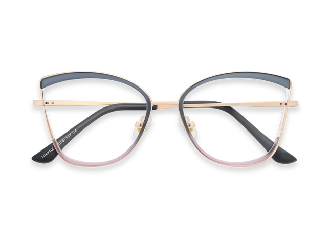 Eydology Brynlee Gold/Blue Women's Cat Eye Glasses 1