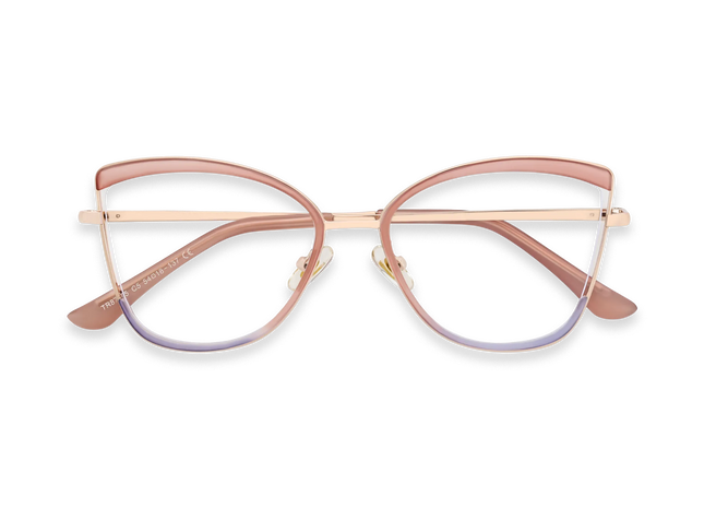 Eydology Brynlee Gold/Pink Women's Cat Eye Glasses 1