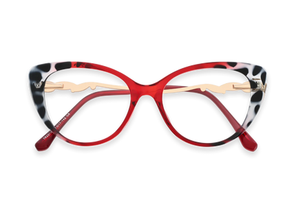 Eydology Caroline Bright Red & Black Pattern Women's Cat Eye Glasses 1