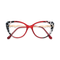 Eydology Caroline Bright Red & Black Pattern Women's Cat Eye Glasses 1