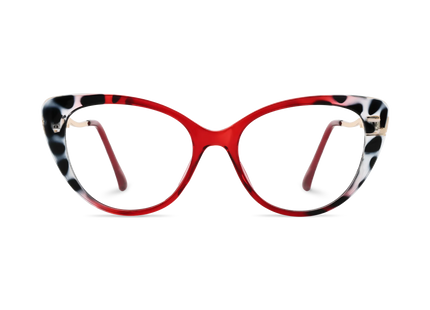 Eydology Caroline Bright Red & Black Pattern Women's Cat Eye Glasses 2