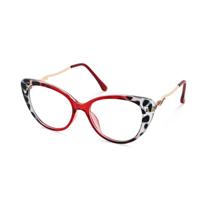 Eydology Caroline Bright Red & Black Pattern Women's Cat Eye Glasses 3