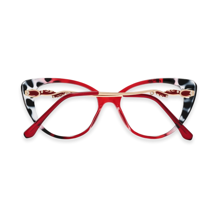 Eydology Caroline Bright Red & Black Pattern Women's Cat Eye Glasses 5